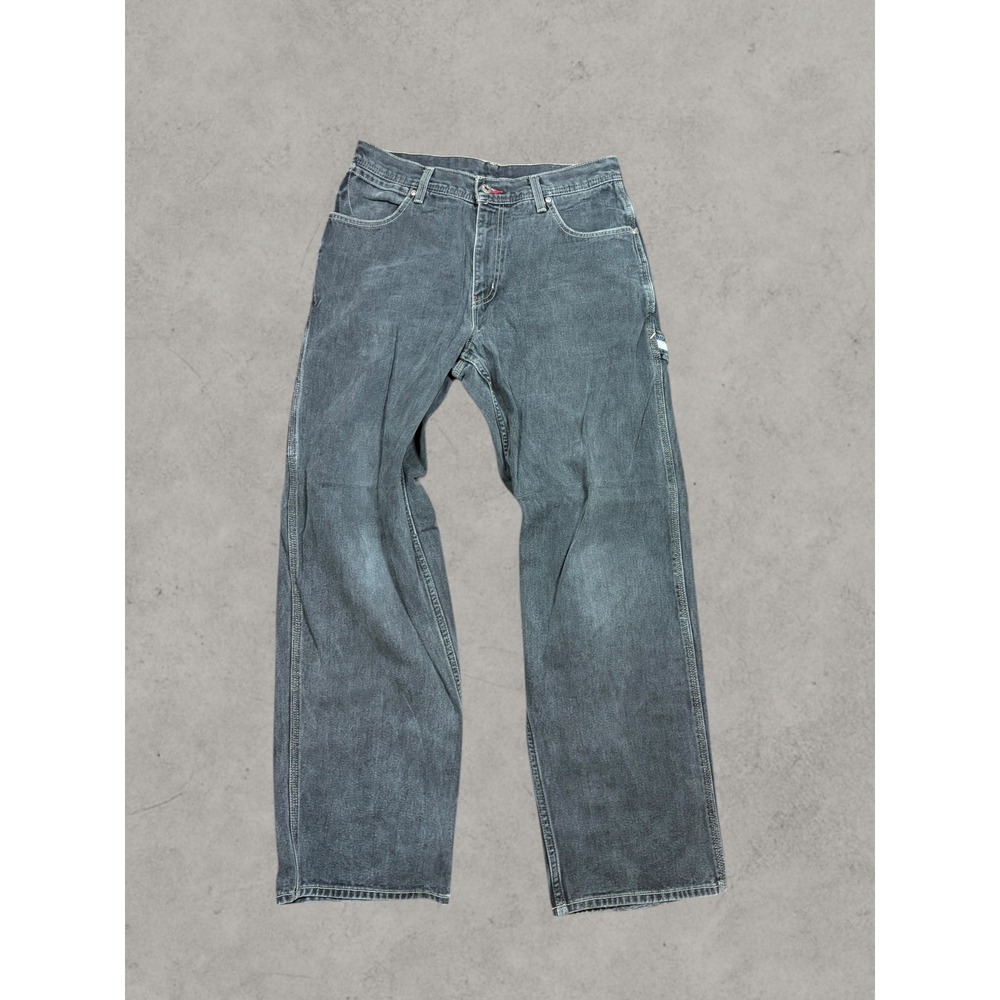 Y2K Tommy Hilfiger Carpenter Jeans Mens 33x34 Faded Black Denim Straight Leg
